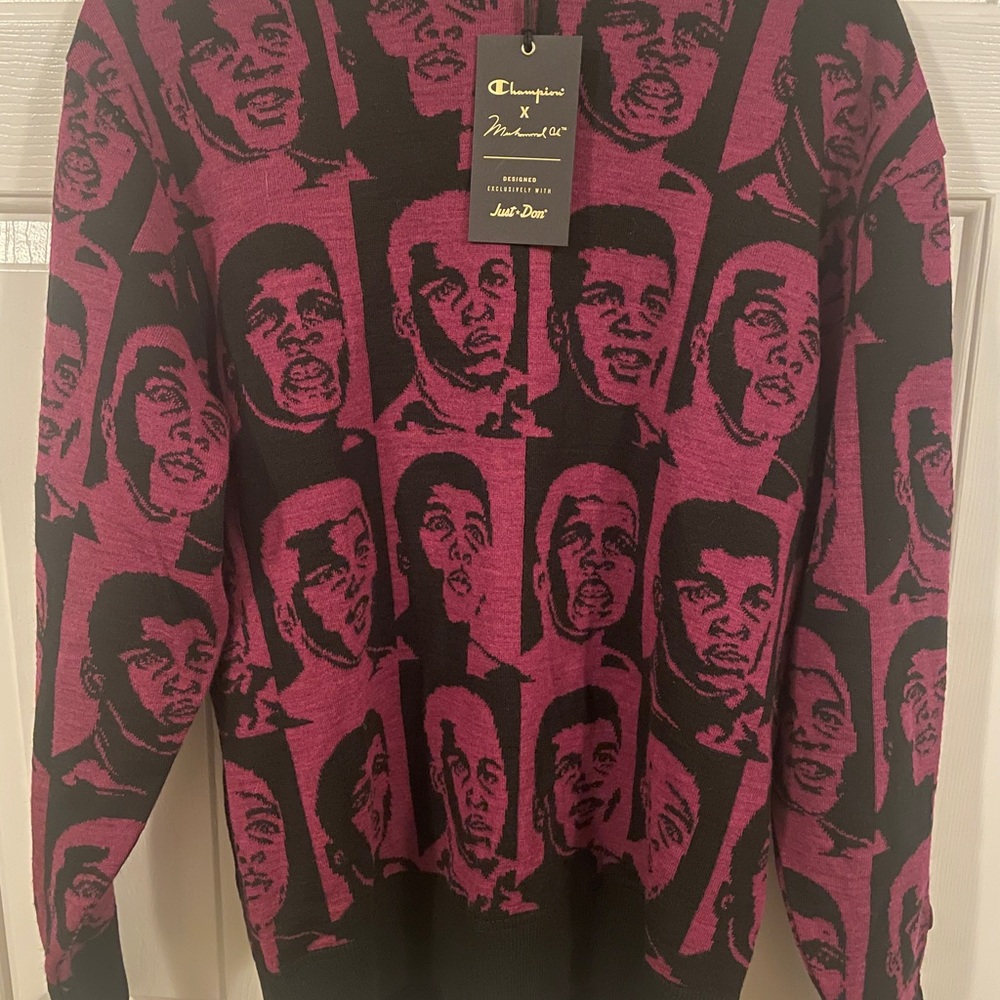 CHAMPION X MUHAMMAD ALI CASHMERE INTARSIA SWEATER 217593 CHA size small RARE